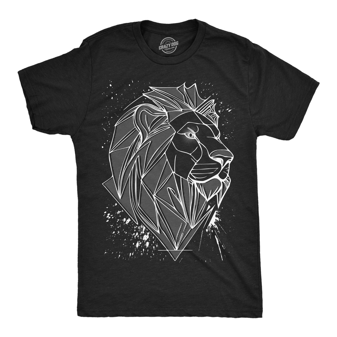 Funny Heather Black - 3D Lion 3D Lion Mens T Shirt Nerdy animal Tee
