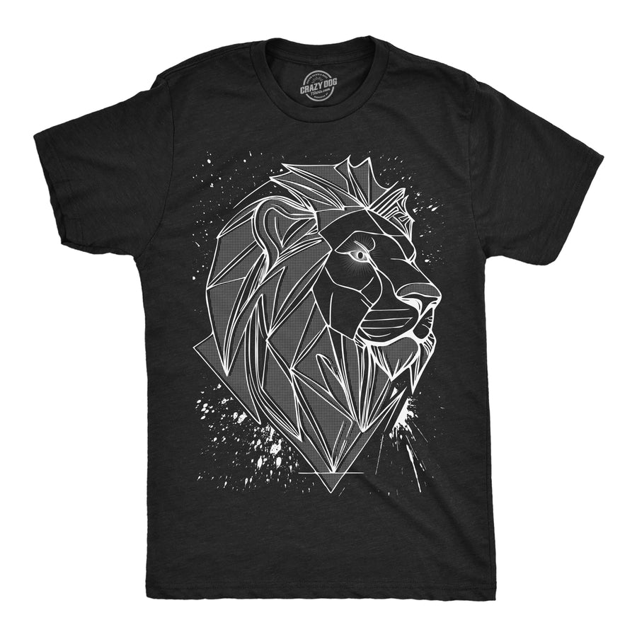 Funny Heather Black - 3D Lion 3D Lion Mens T Shirt Nerdy animal Tee