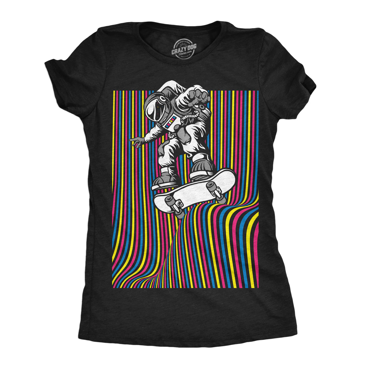 Funny Heather Black - Astronaut Skater Astronaut Skater Womens T Shirt Nerdy Space Tee
