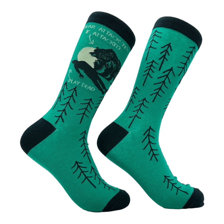 Funny Bear Attack Tip Men's Bear Attack Tip Sock Nerdy Camping sarcastic Tee