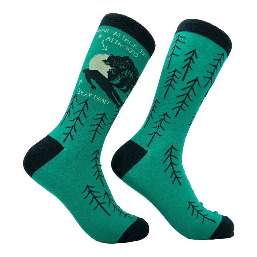 Funny Bear Attack Tip Men's Bear Attack Tip Sock Nerdy Camping sarcastic Tee
