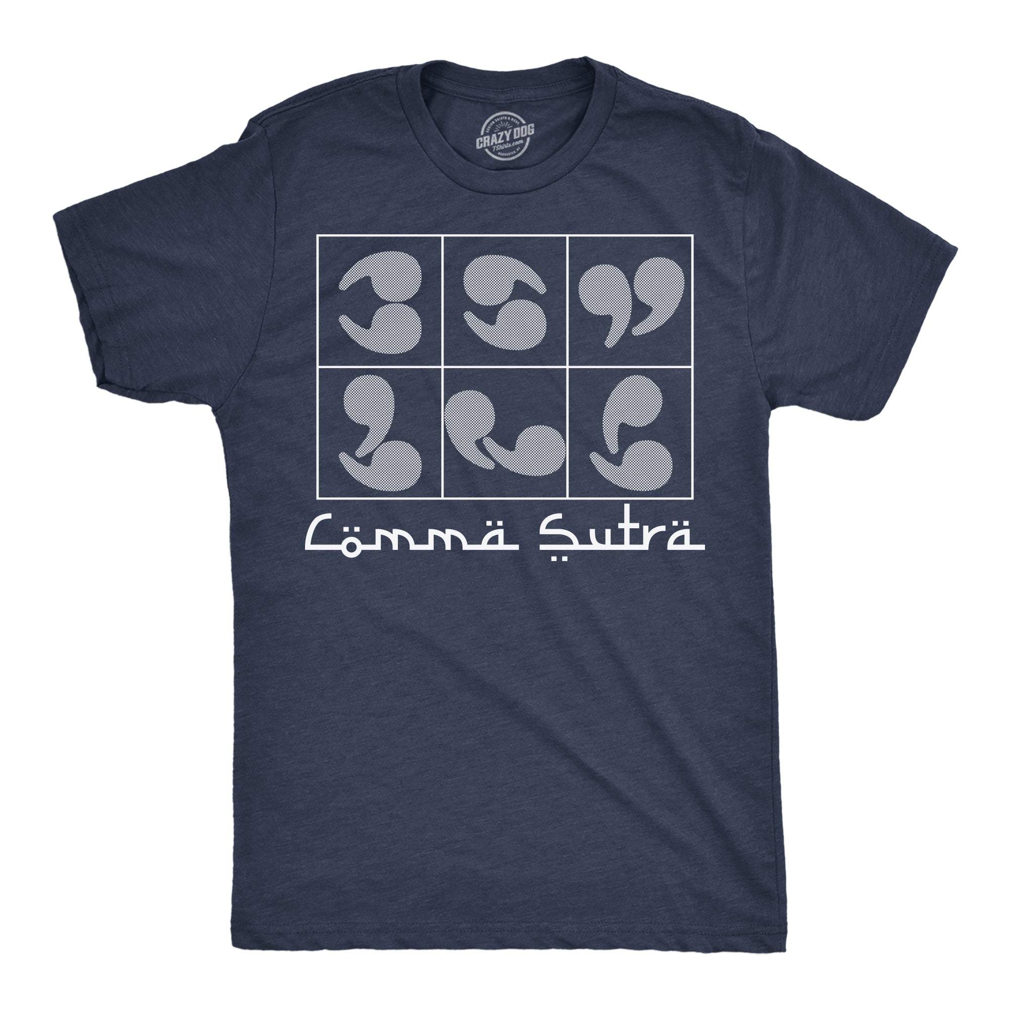 Funny Heather Navy - Comma Sutra Comma Sutra Mens T Shirt Nerdy sarcastic Tee