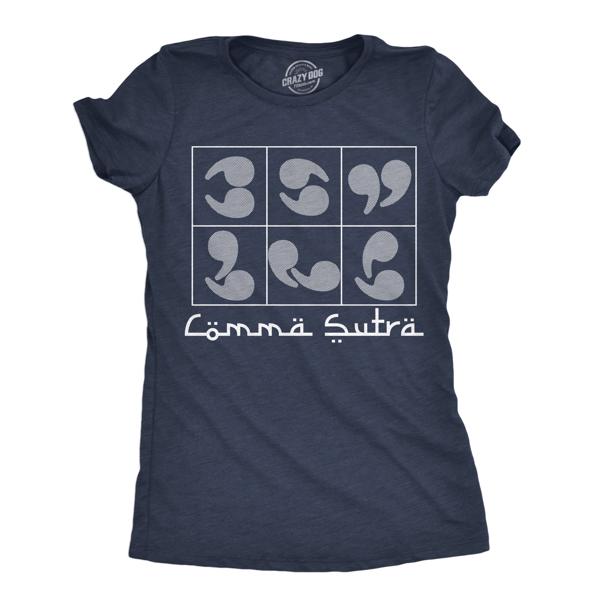 Funny Heather Navy - Comma Sutra Comma Sutra Womens T Shirt Nerdy sarcastic Tee