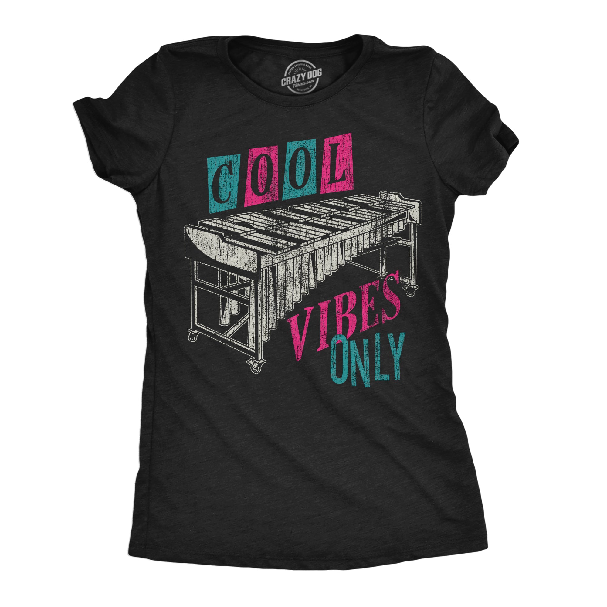 Funny Heather Black - Cool Vibes Only Cool Vibes Only Womens T Shirt Nerdy music sarcastic Tee