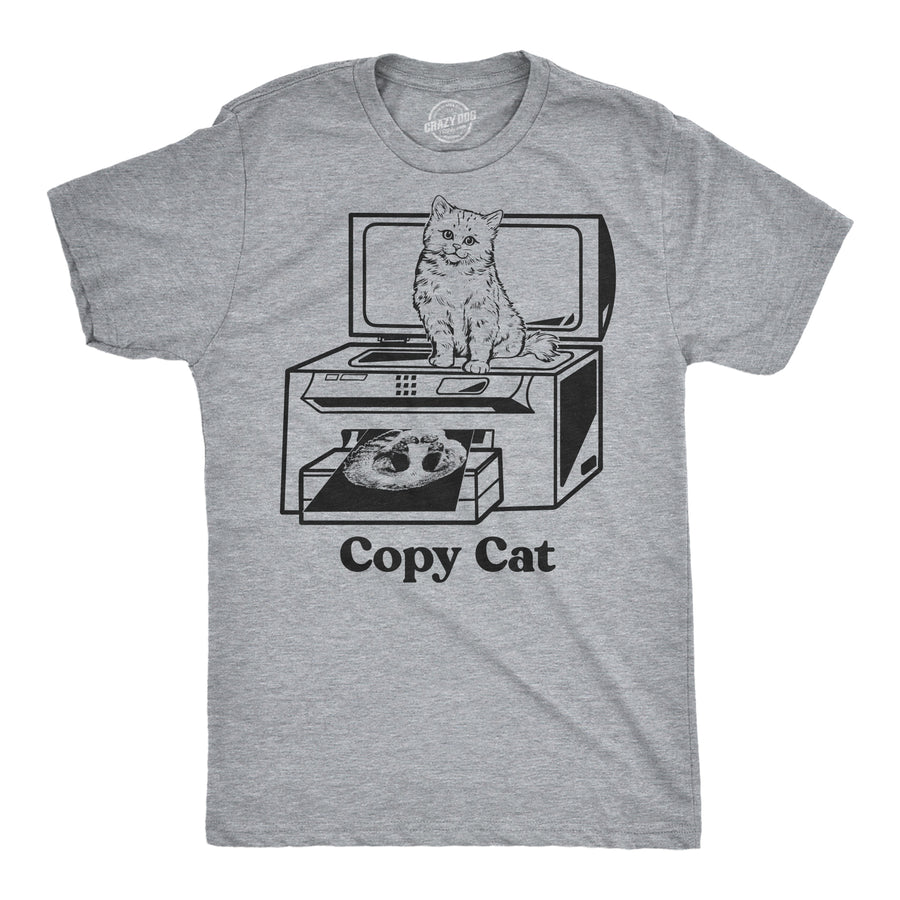 Funny Light Heather Grey - Copy Cat Copy Cat Mens T Shirt Nerdy cat sarcastic Tee