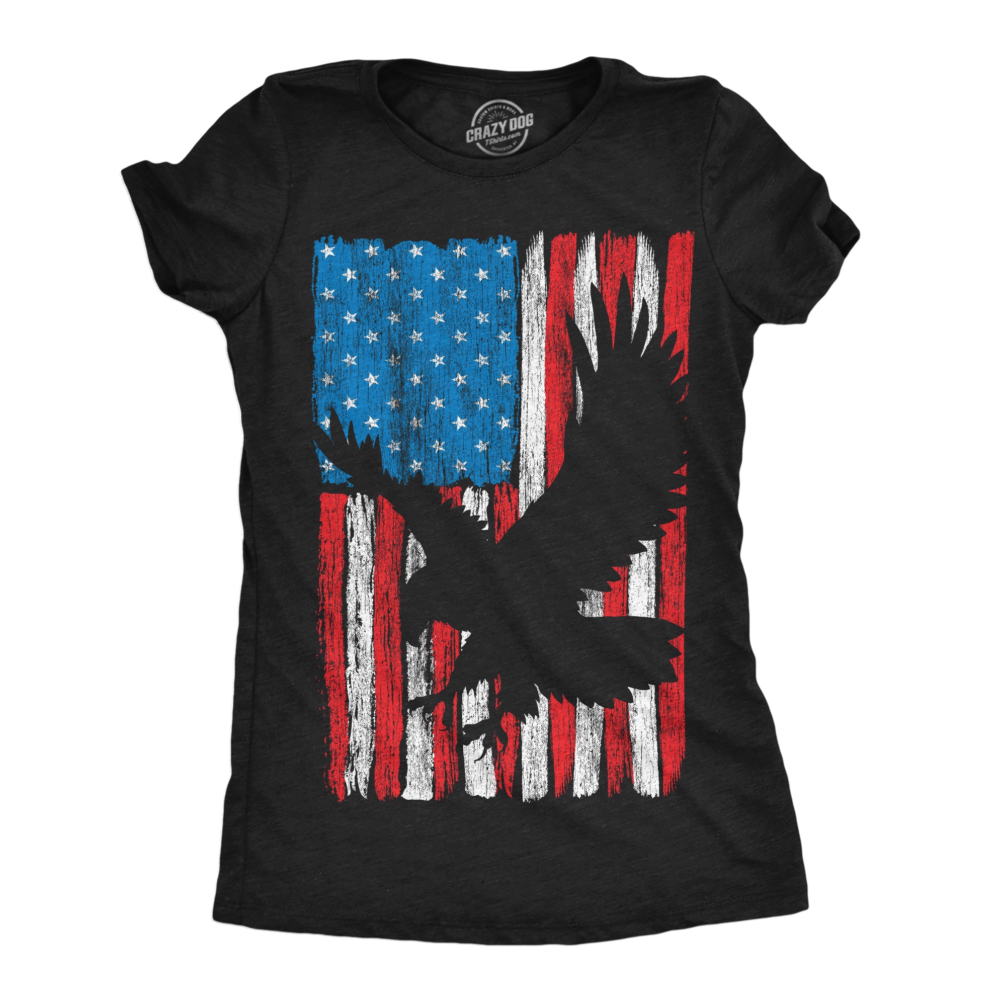 Funny Heather Black - Eagle In Flag Eagle In Flag Womens T Shirt Nerdy Fourth Of July Tee