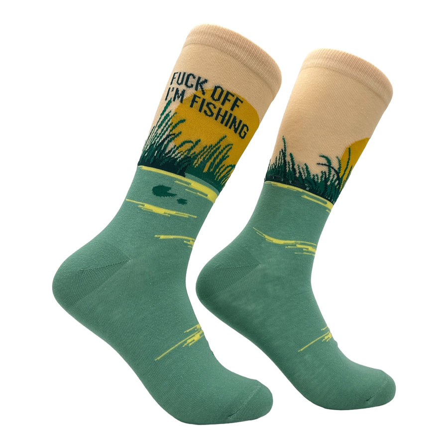 Funny F-Off Im Fishing Men's Fuck Off Im Fishing Sock Nerdy Father's Day Fishing sarcastic Tee