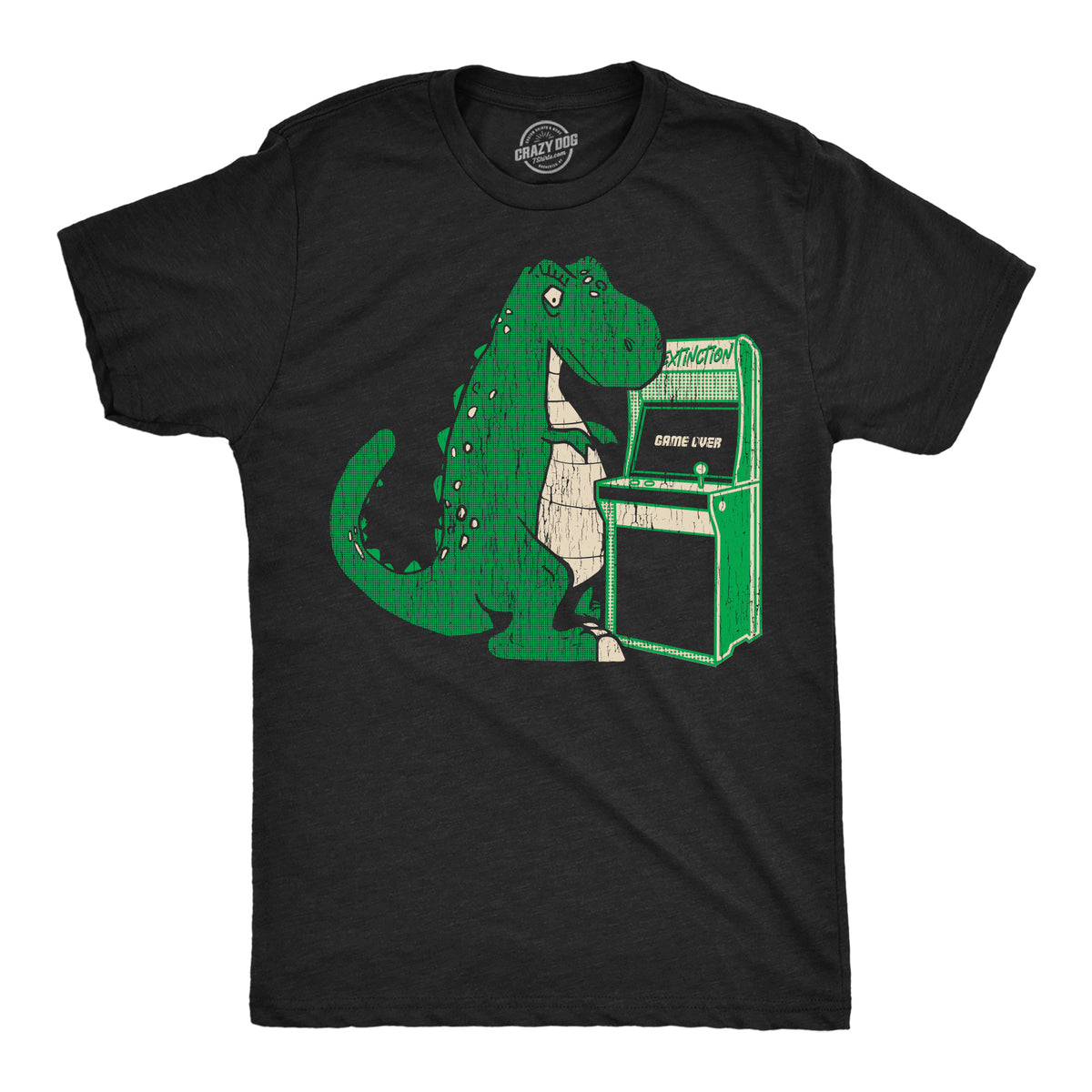 Funny Heather Black - Game Over T Rex Game Over T Rex Mens T Shirt Nerdy Video Games Dinosaur Tee