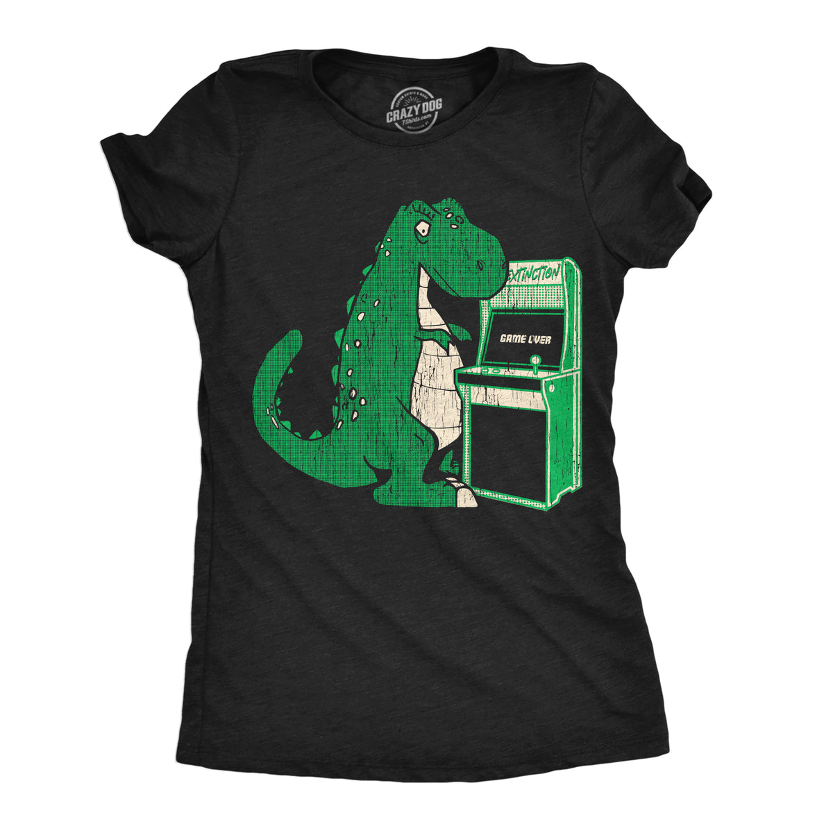 Funny Heather Black - Game Over T Rex Game Over T Rex Womens T Shirt Nerdy Video Games Dinosaur Tee