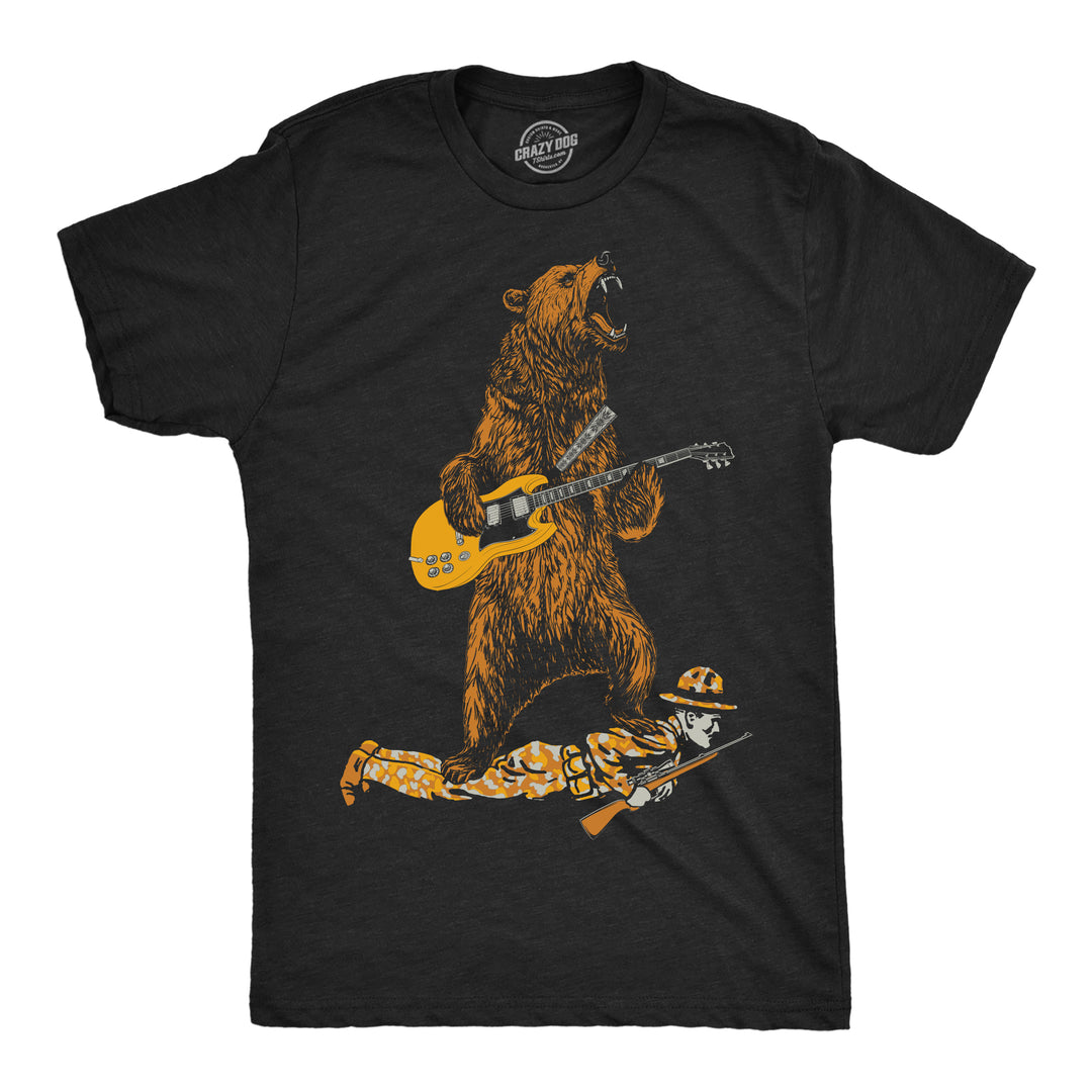 Funny Heather Black - Guitar Bear Guitar Bear Mens T Shirt Nerdy Music animal Tee