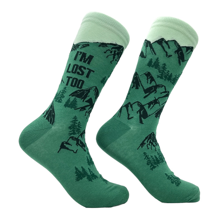 Funny Multi - Im Lost Too Men's Im Lost Too Sock Nerdy Camping sarcastic Tee