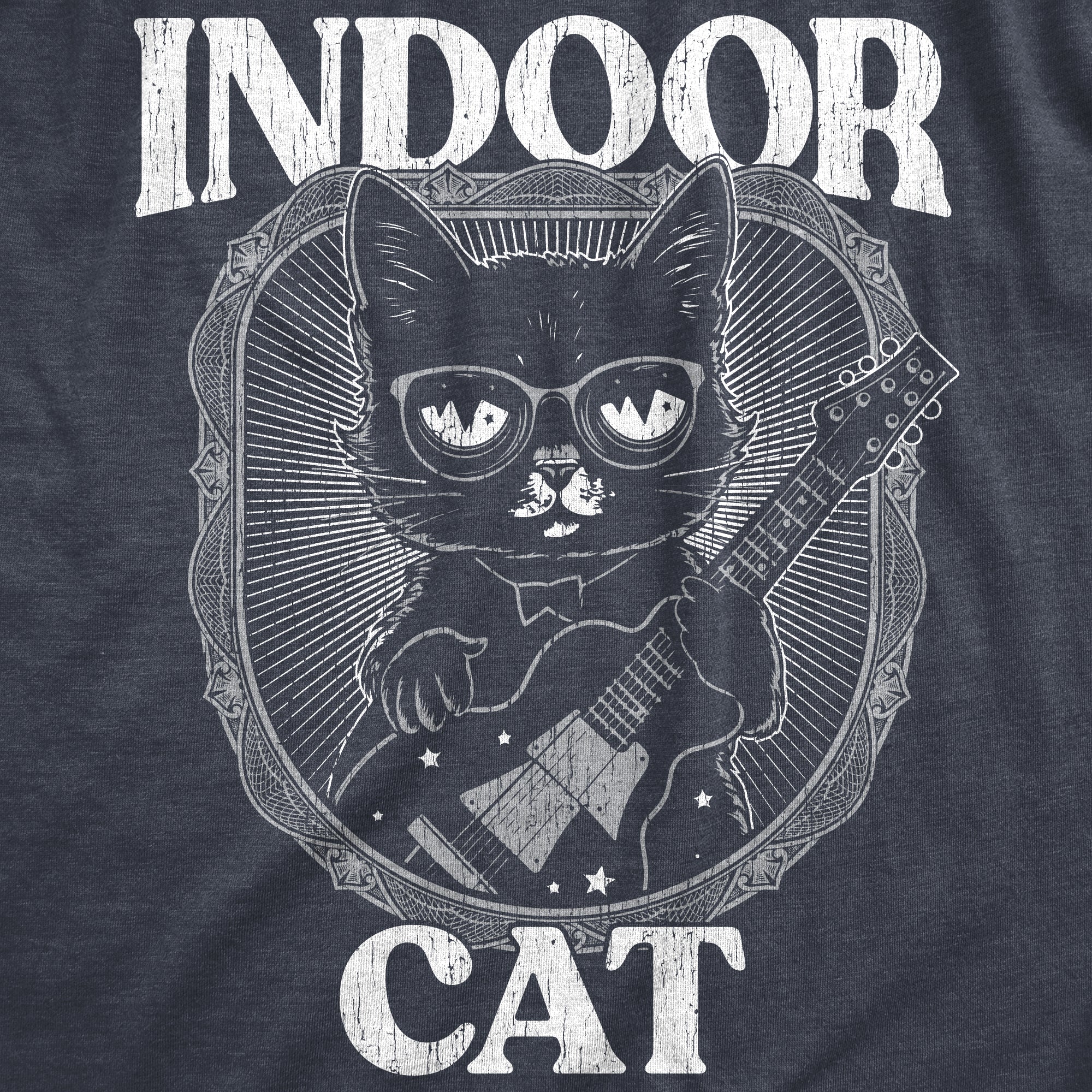 Funny Heather Navy - Indoor Cat Indoor Cat Womens T Shirt Nerdy Introvert Cat Tee