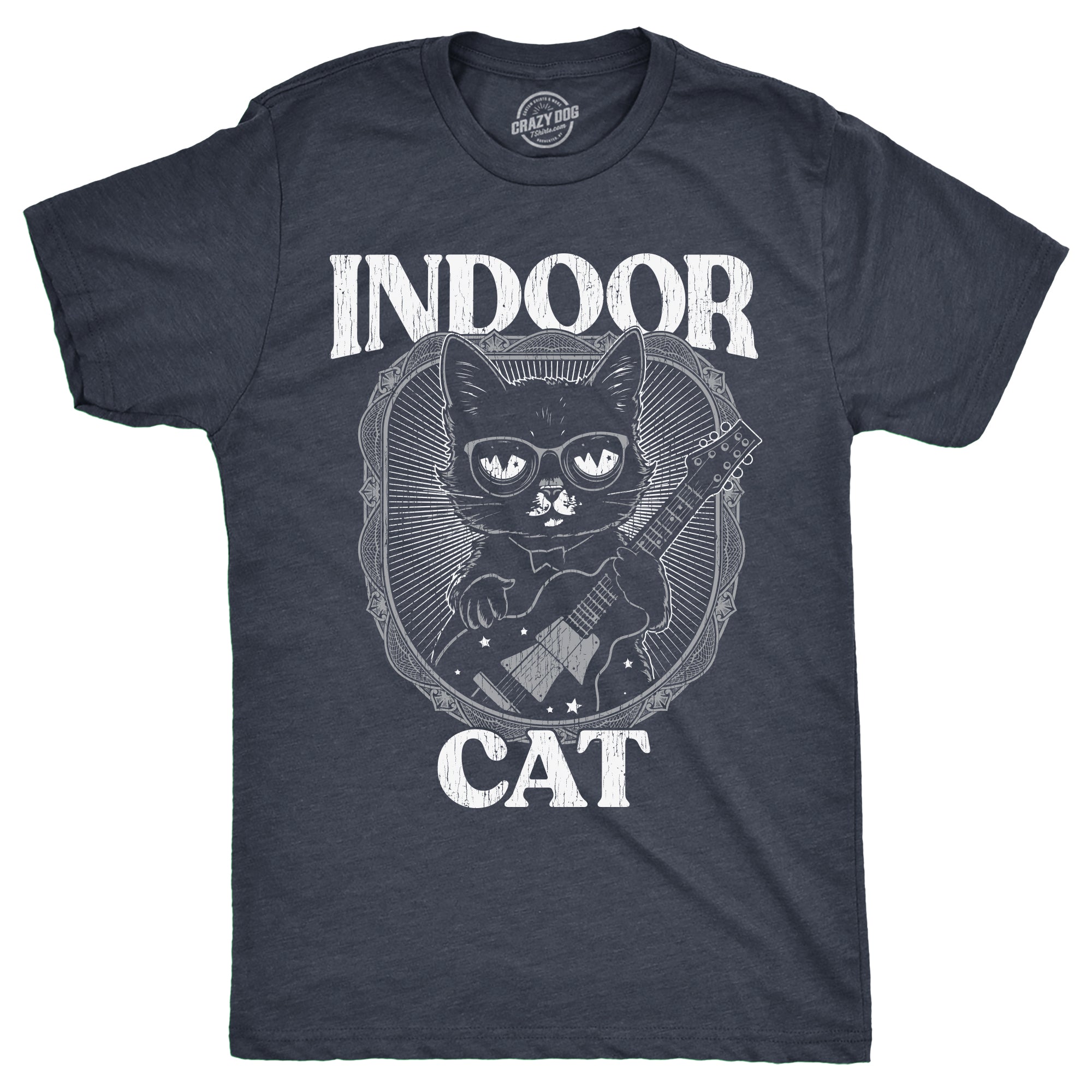 Funny Heather Navy - Indoor Cat Indoor Cat Mens T Shirt Nerdy Introvert Cat Tee
