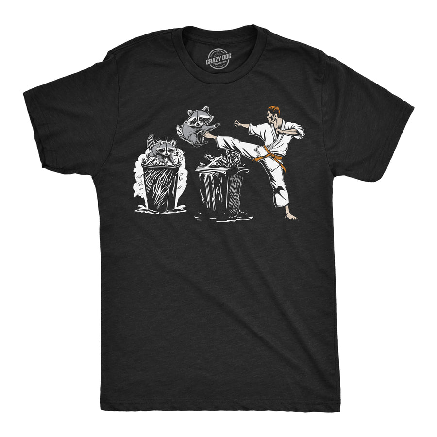 Funny Heather Black - Karate Kicking Raccoon Karate Kicking Raccoon Mens T Shirt Nerdy sarcastic Tee