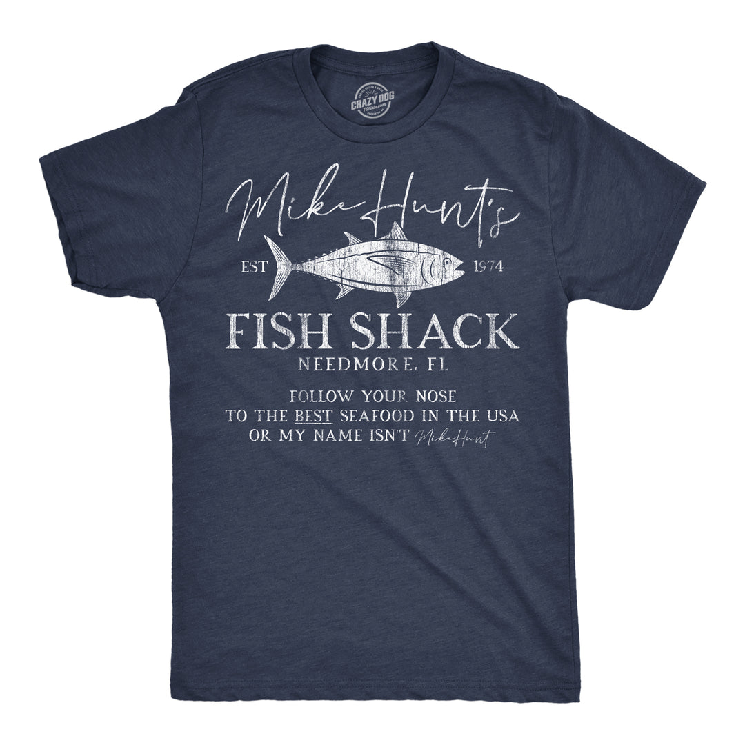 Funny Heather Navy - Mike Hunts Fish Shack Mike Hunts Fish Shack Mens T Shirt Nerdy sarcastic Fishing Tee
