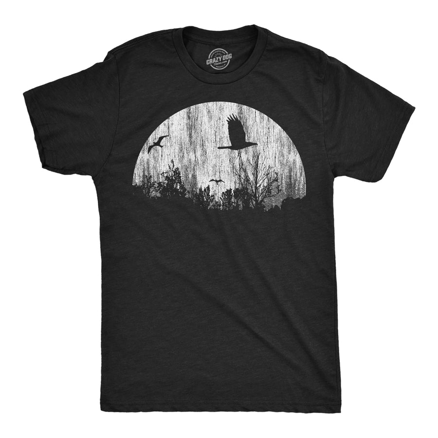 Funny Heather Black - Moon Birds Moon Birds Mens T Shirt Nerdy Animal Tee