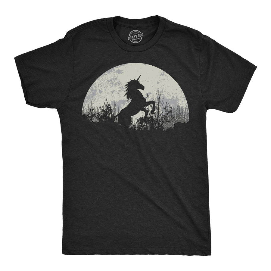 Funny Heather Black - Moon Unicorn Moon Unicorn Mens T Shirt Nerdy Unicorn Tee