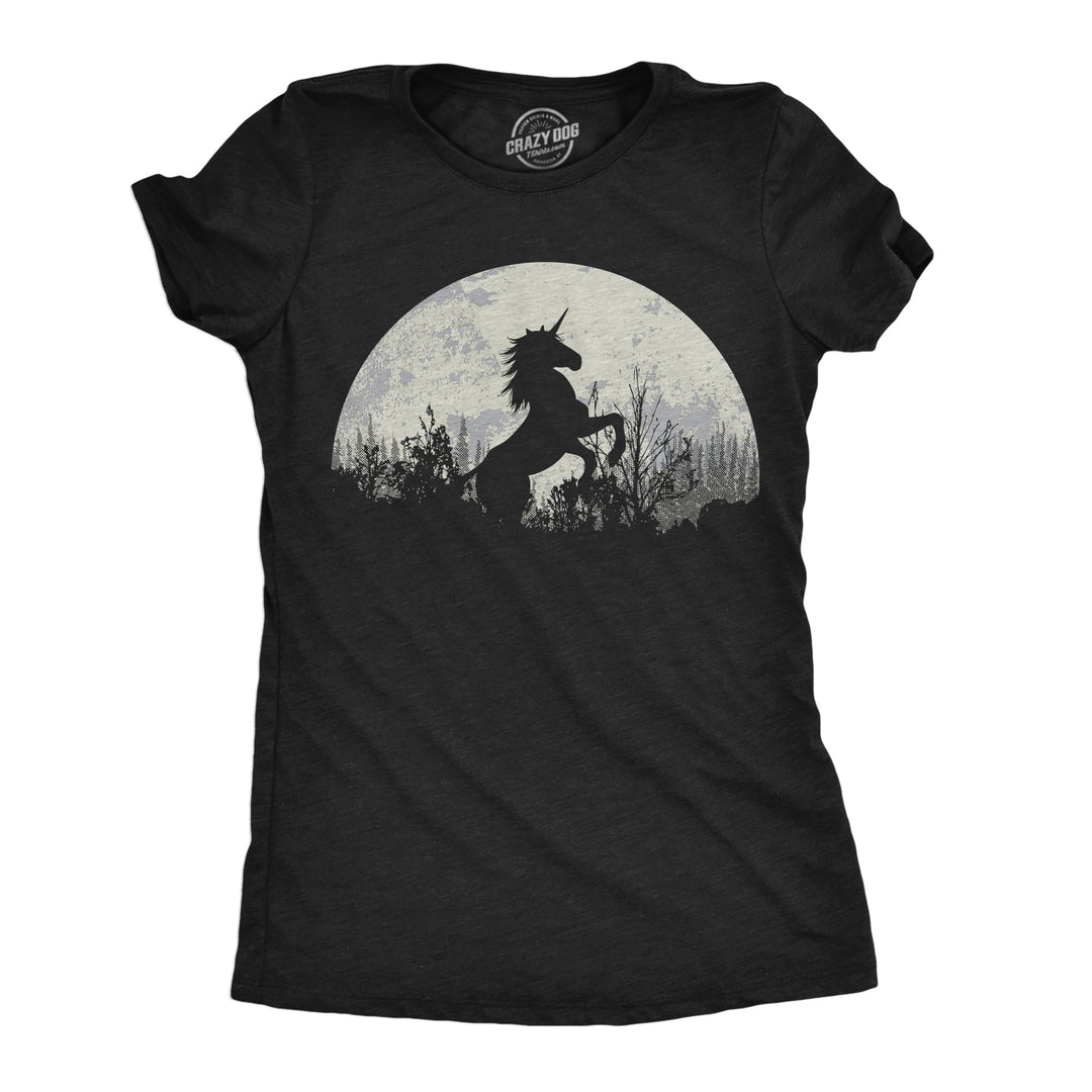 Funny Heather Black - Moon Unicorn Moon Unicorn Womens T Shirt Nerdy Unicorn Tee