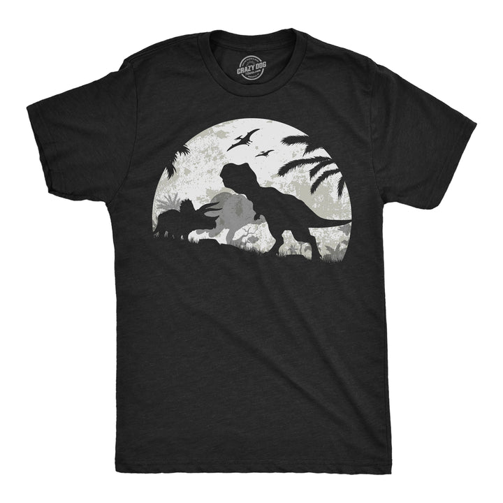 Funny Heather Black - Moonlight Dinos Moonlight Dinos Mens T Shirt Nerdy Dinosaur Tee