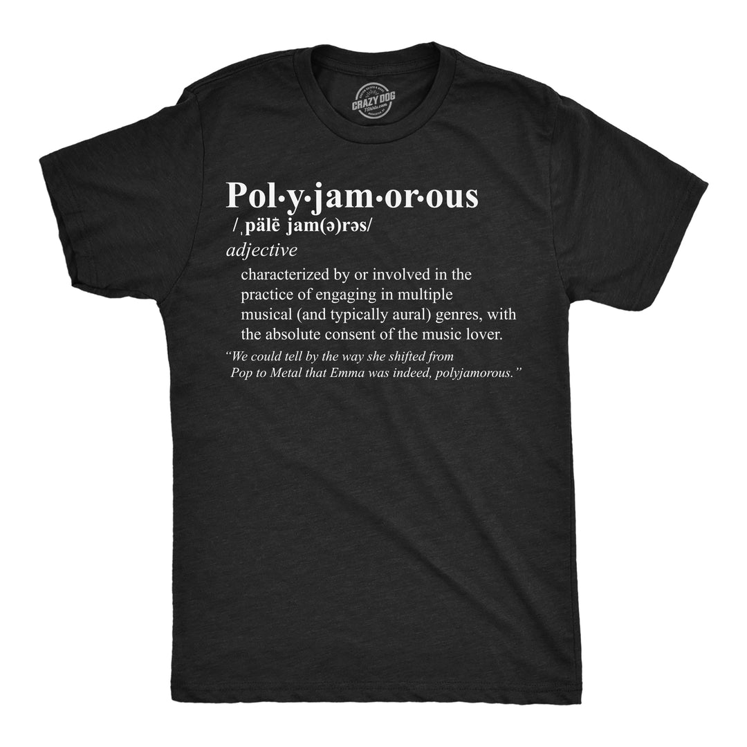 Funny Heather Black - Polyjamorous Polyjamorous Definition Mens T Shirt Nerdy sarcastic music Tee