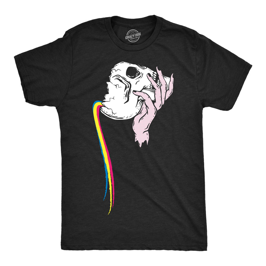 Funny Heather Black - Pouring Rainbow Skull Pouring Rainbow Skull Mens T Shirt Nerdy sarcastic Tee