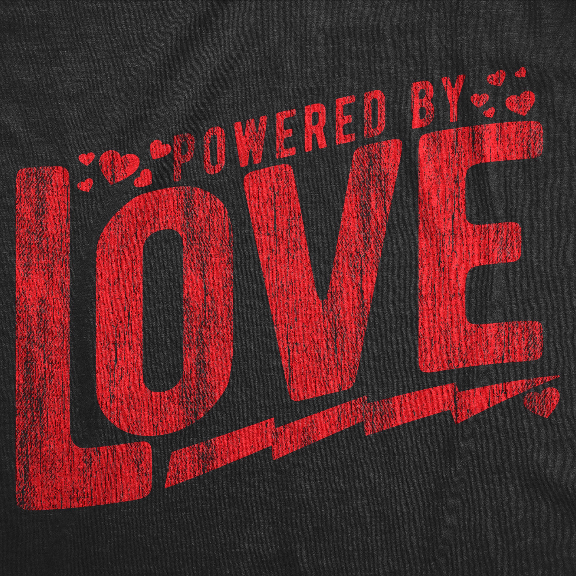 Funny Heather Black - Powered By Love Powered By Love Womens T Shirt Nerdy Valentine's Day Tee