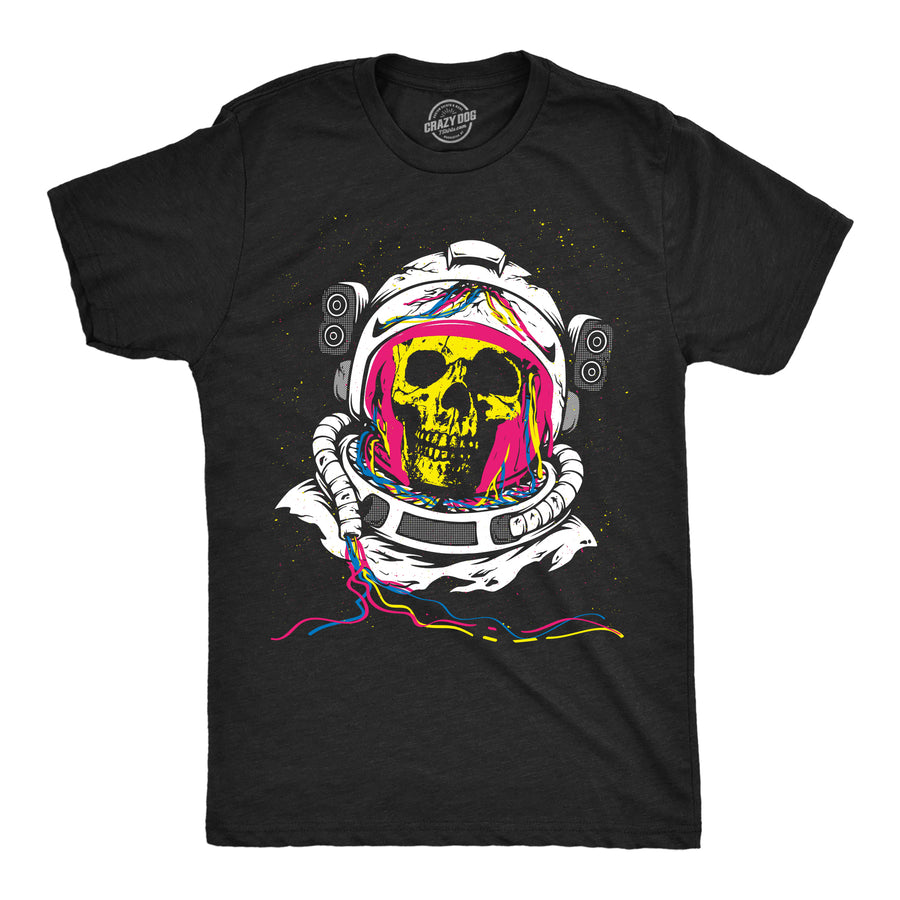Funny Heather Black - Rainbow Astronaut Skull Rainbow Astronaut Skull Mens T Shirt Nerdy space Tee
