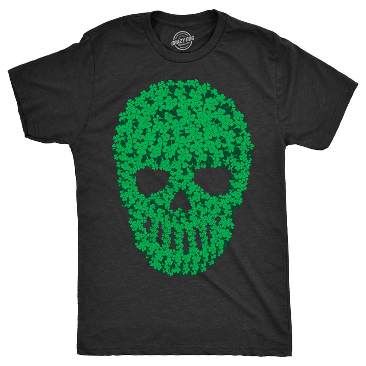 Funny Heather Black - Skull Of Clovers Skull Of Clovers Mens T Shirt Nerdy Saint Patrick's Day Sarcastic Tee