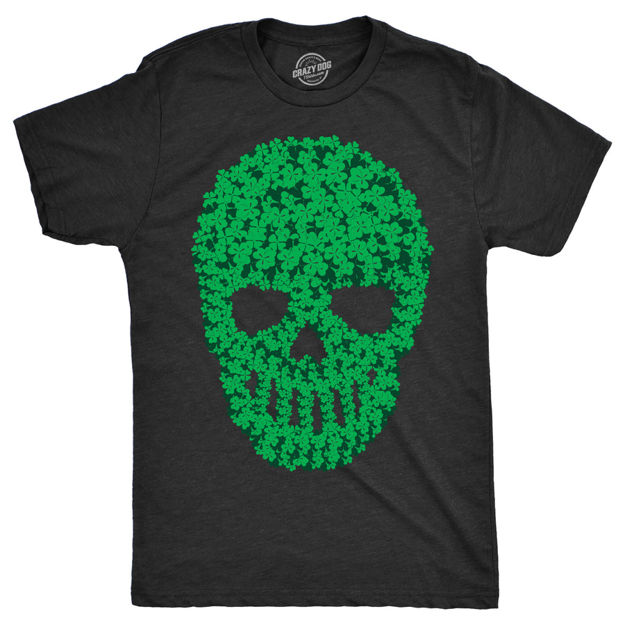 Funny Heather Black - Skull Of Clovers Skull Of Clovers Mens T Shirt Nerdy Saint Patrick's Day Sarcastic Tee