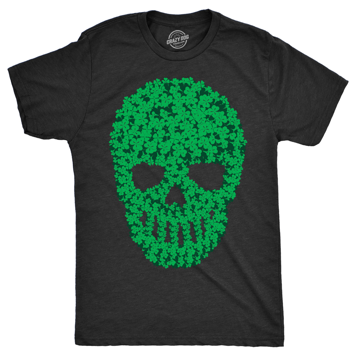 Funny Heather Black - Skull Of Clovers Skull Of Clovers Mens T Shirt Nerdy Saint Patrick&#39;s Day Sarcastic Tee
