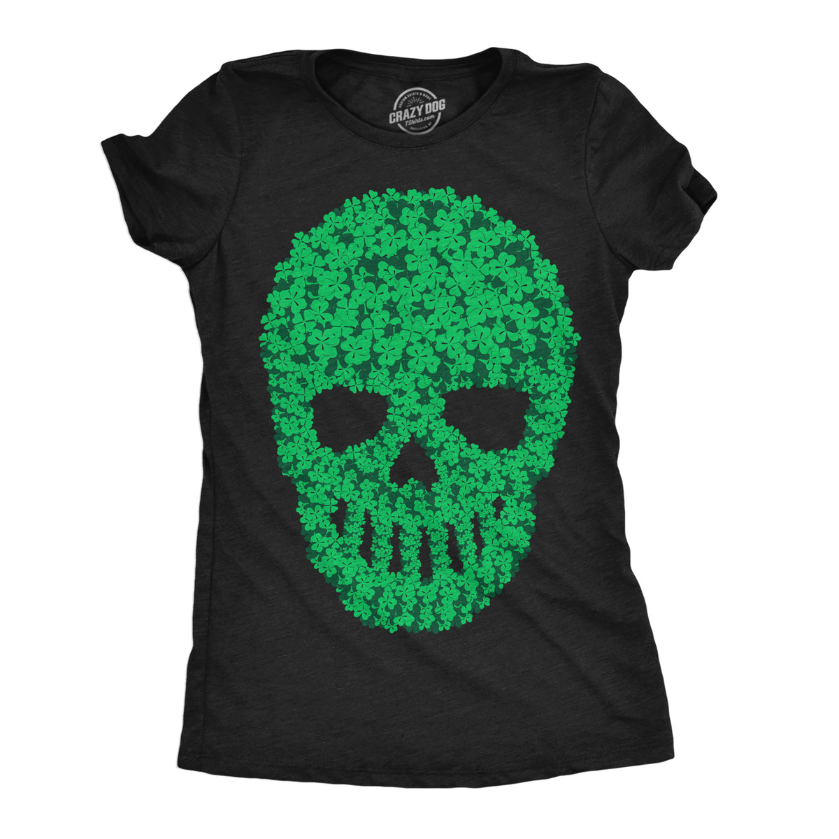 Funny Heather Black - Skull Of Clovers Skull Of Clovers Womens T Shirt Nerdy Saint Patrick&#39;s Day Sarcastic Tee