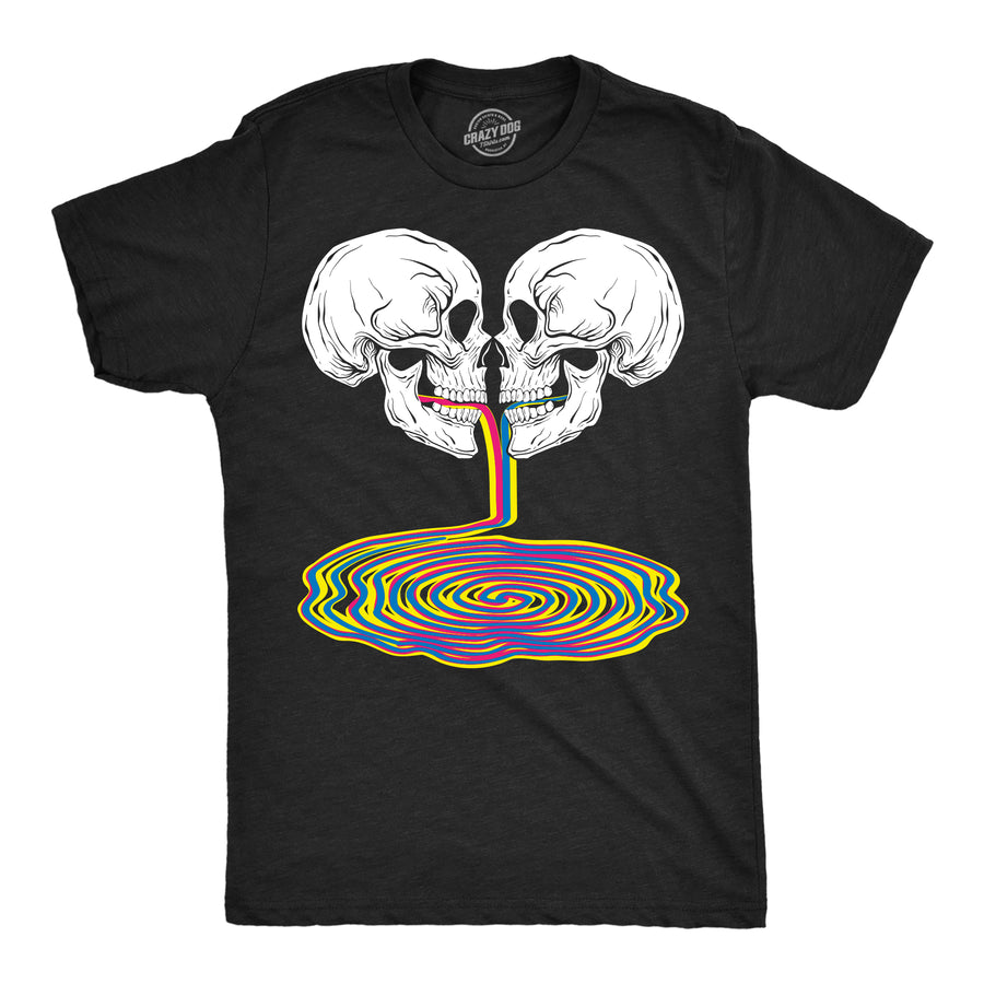 Funny Heather Black - Skull Rainbow Puddle Skull Rainbow Puddle Mens T Shirt Nerdy sarcastic Tee