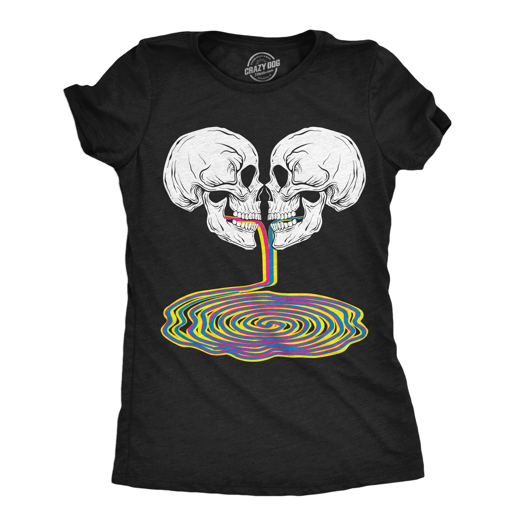 Funny Heather Black - Skull Rainbow Puddle Skull Rainbow Puddle Womens T Shirt Nerdy sarcastic Tee