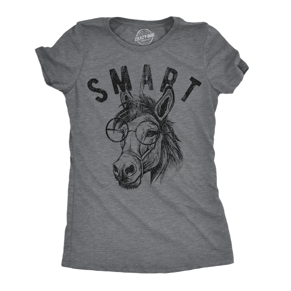 Funny Dark Heather Grey - Smart Ass Smart Ass Womens T Shirt Nerdy sarcastic animal Tee
