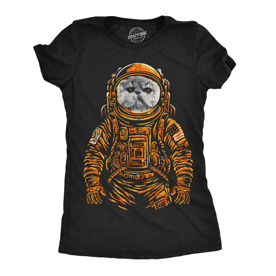 Funny Heather Black - Space Kitty Space Kitty Womens T Shirt Nerdy cat space Tee