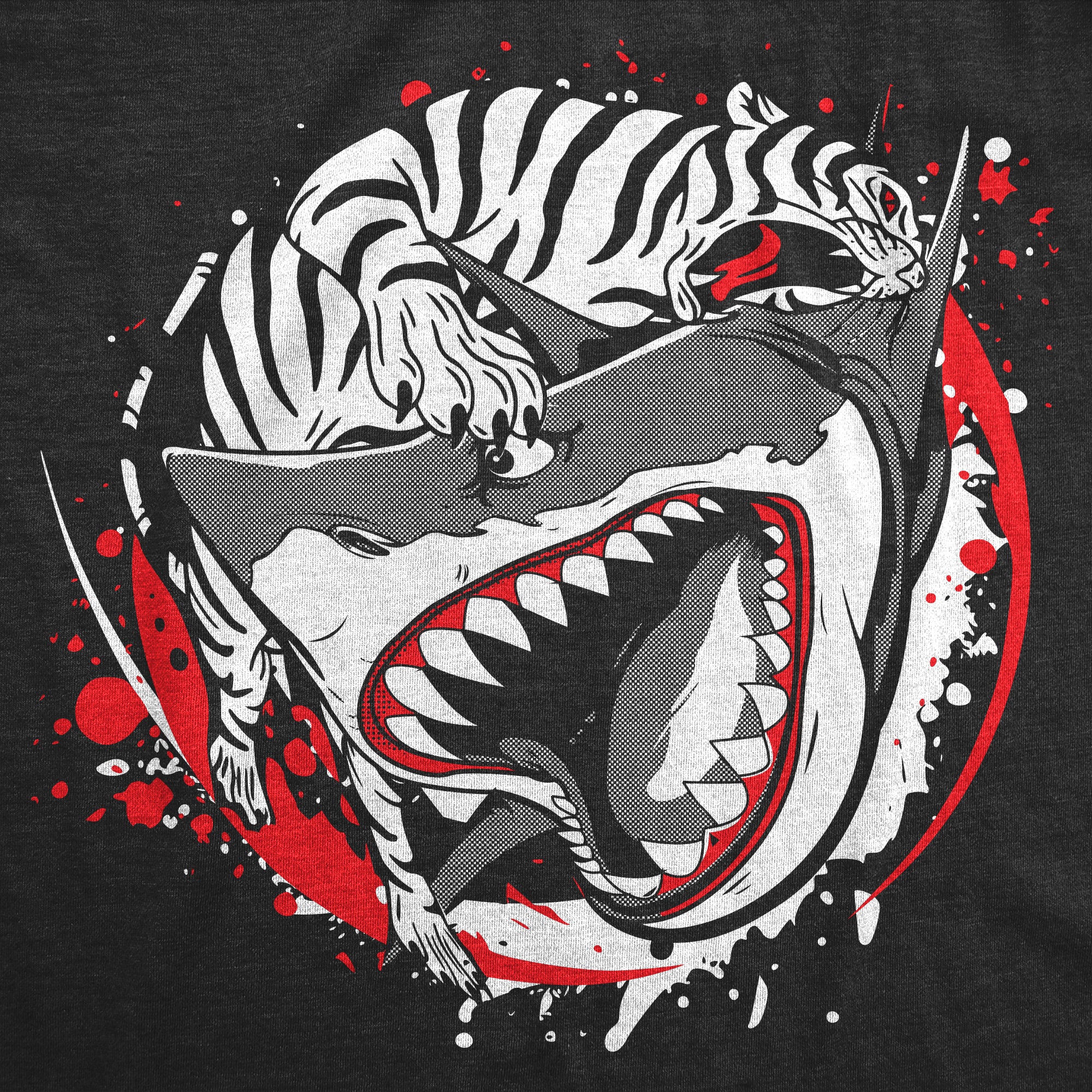 Funny Heather Black - Tiger Shark Ying Yang Tiger Shark Ying Yang Womens T Shirt Nerdy Animal Tee