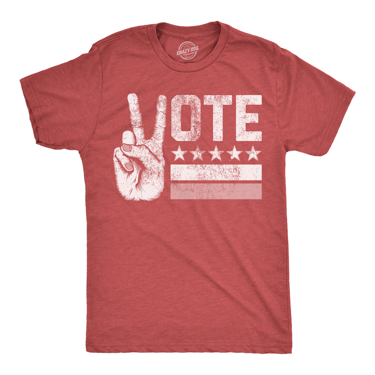 Funny Heather Red - Vote Peace Hands Vote Peace Hand Mens T Shirt Nerdy Political Tee