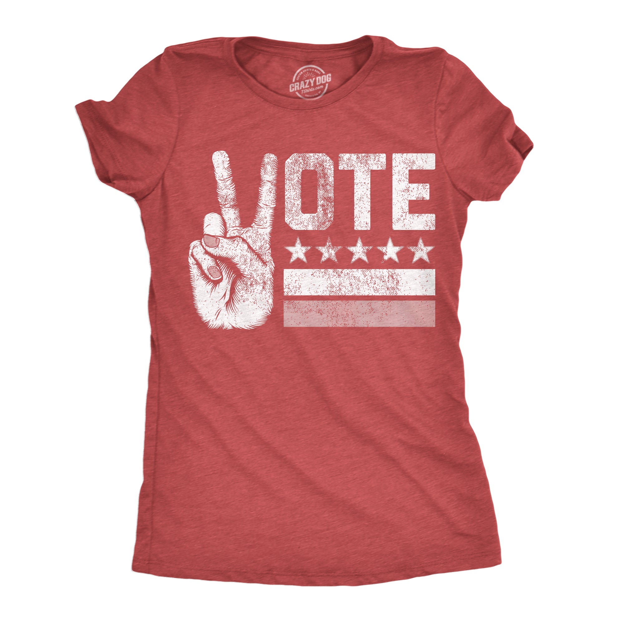 Funny Heather Red - Vote Peace Hands Vote Peace Hand Womens T Shirt Nerdy Political Tee