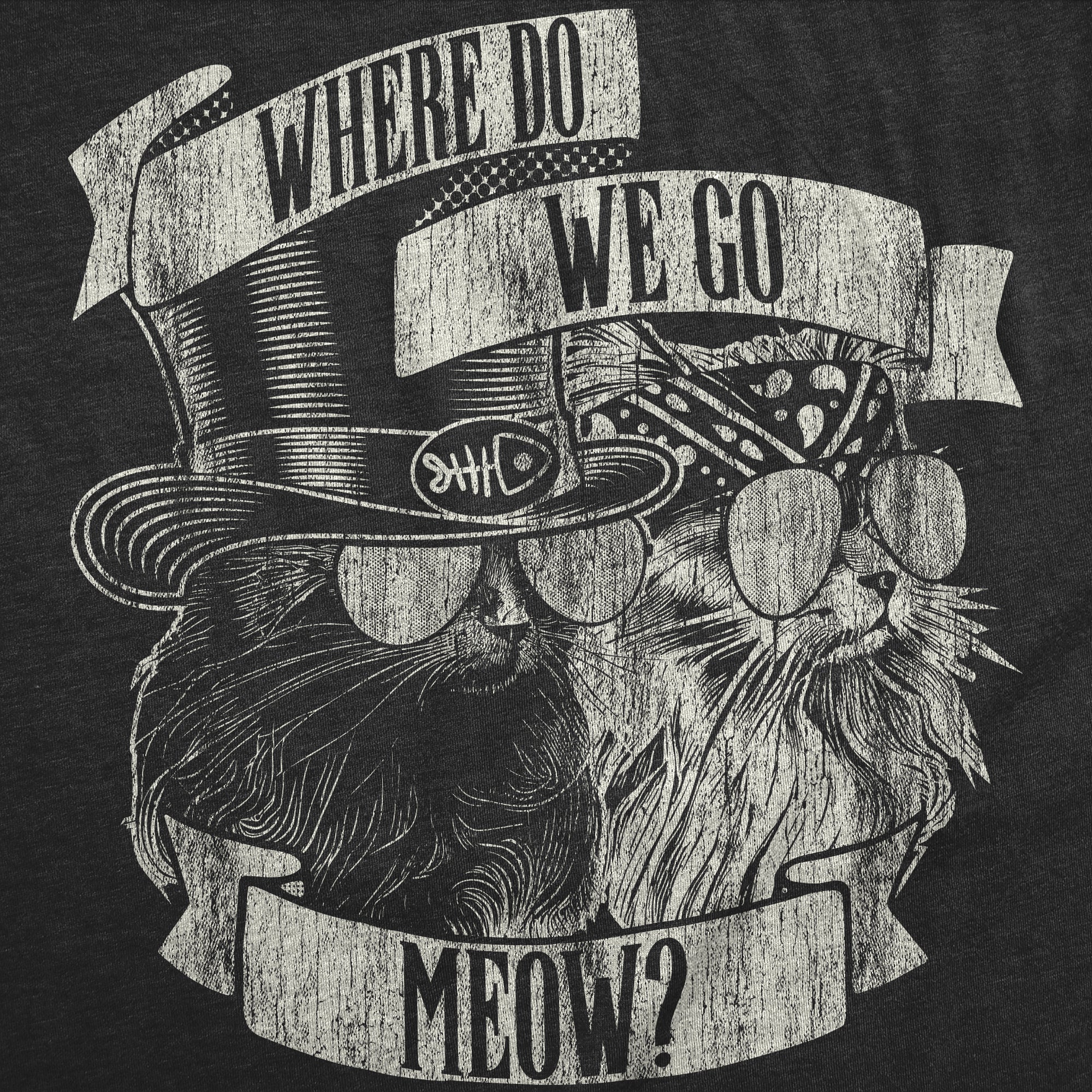 Funny Heather Black - Where Do We Go Meow Where Do We Go Meow Womens T Shirt Nerdy cat music sarcastic Tee