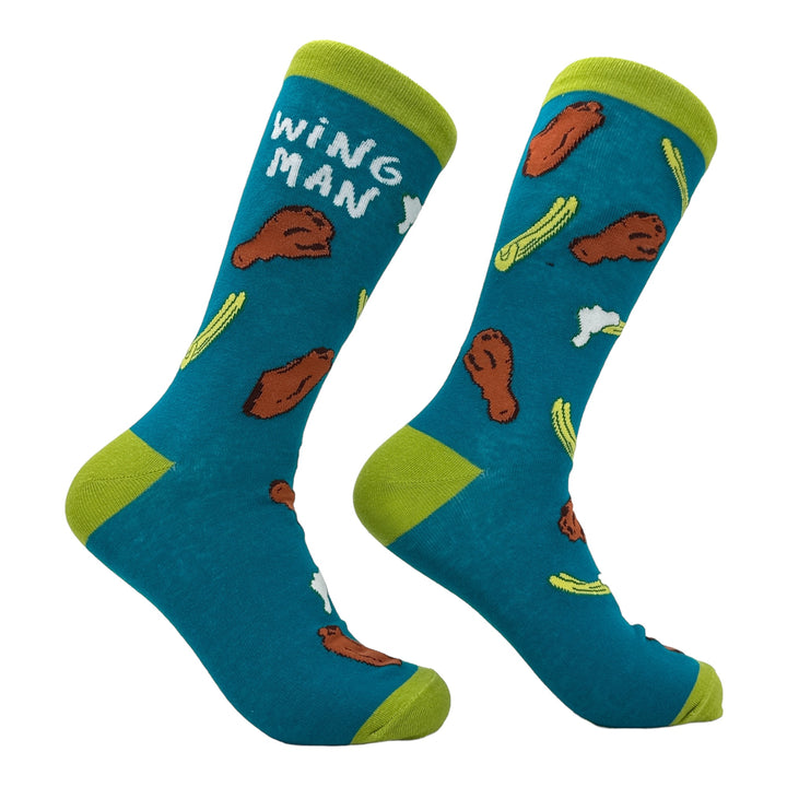 Funny Multi - Wing Man Men's Wing Man Sock Nerdy Food Tee
