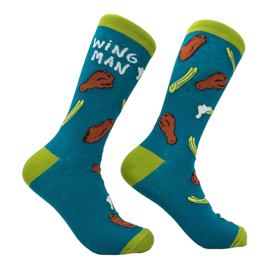 Funny Multi - Wing Man Men's Wing Man Sock Nerdy Food Tee