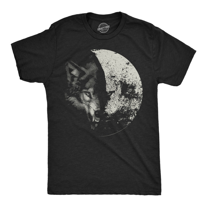 Funny Heather Black - Wolf Moon Wolf Moon Mens T Shirt Nerdy space animal Tee