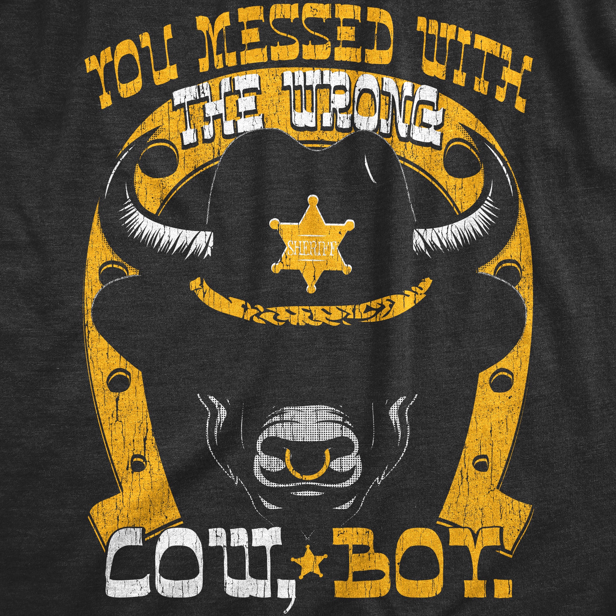 Funny Heather Black - The Wrong Cow Boy You Messed With The Wrong Cow Boy Mens T Shirt Nerdy animal sarcastic Tee