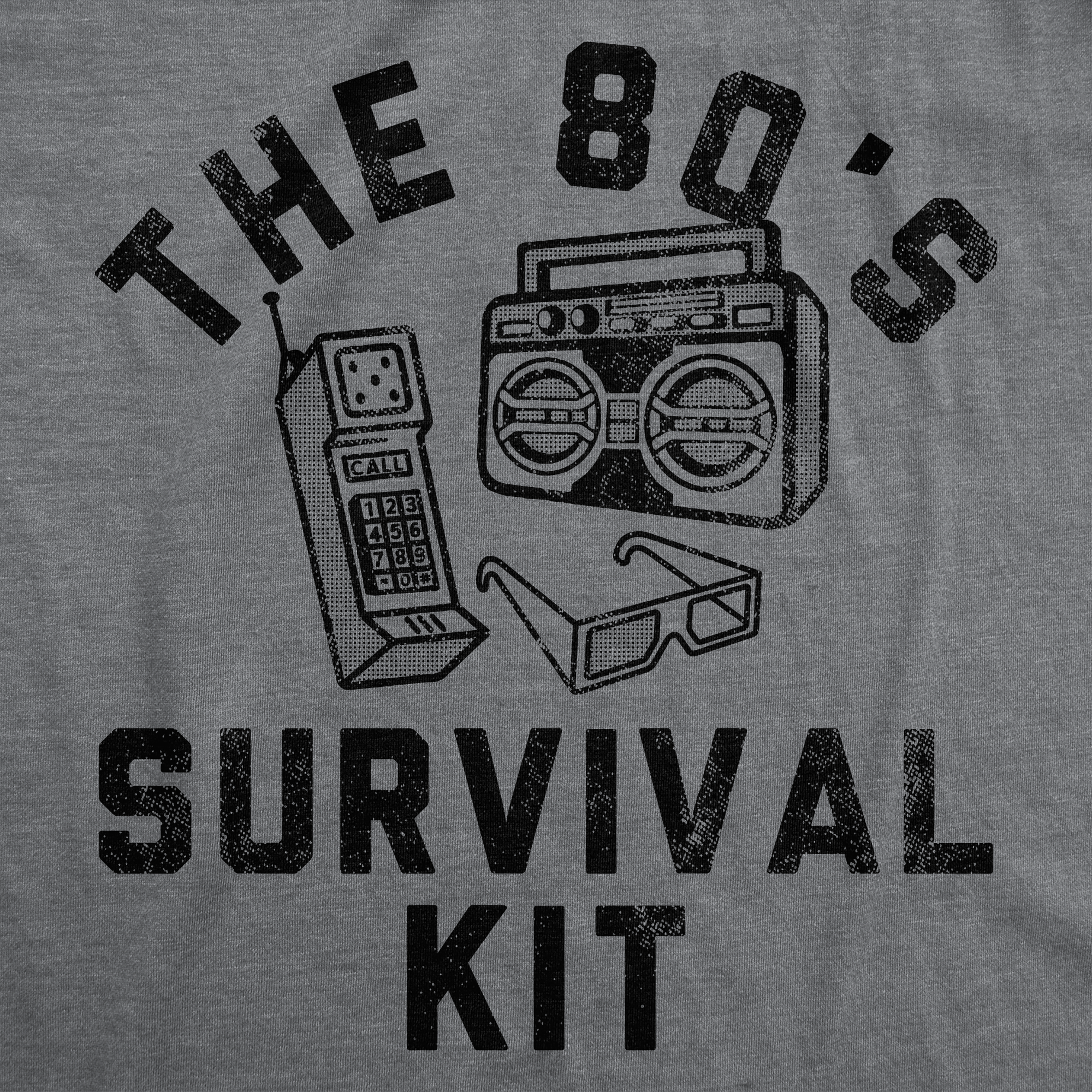 Funny Dark Heather Grey - 80s Survival Kit The 80s Survival Kit Womens T Shirt Nerdy Retro sarcastic Tee