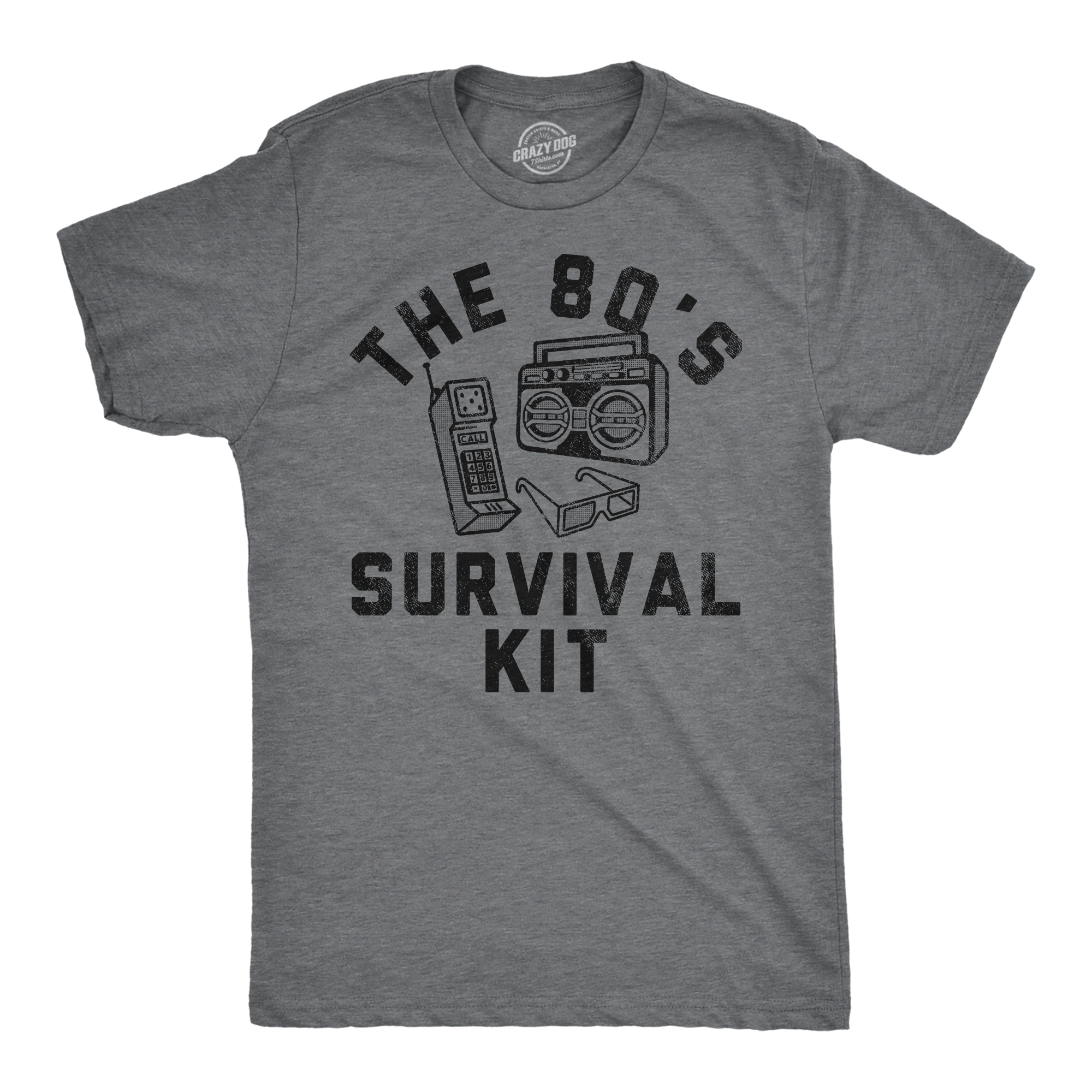 Funny Dark Heather Grey - 80s Survival Kit The 80s Survival Kit Mens T Shirt Nerdy Retro sarcastic Tee