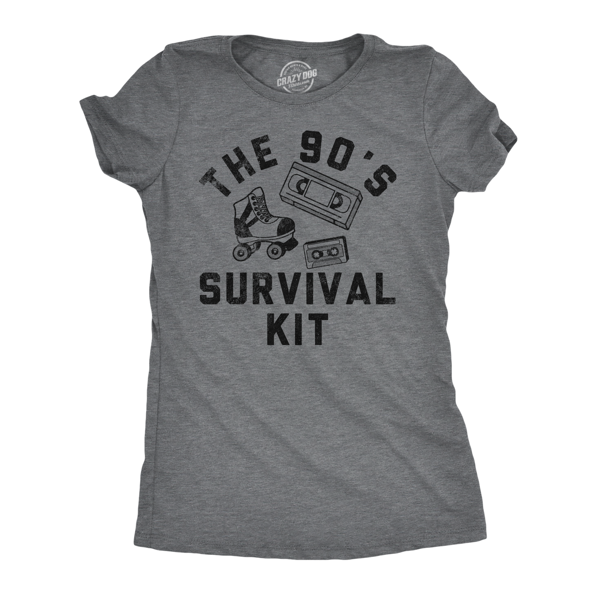 Funny Dark Heather Grey - 90s Survival Kit The 90s Survival Kit Womens T Shirt Nerdy Retro sarcastic Tee