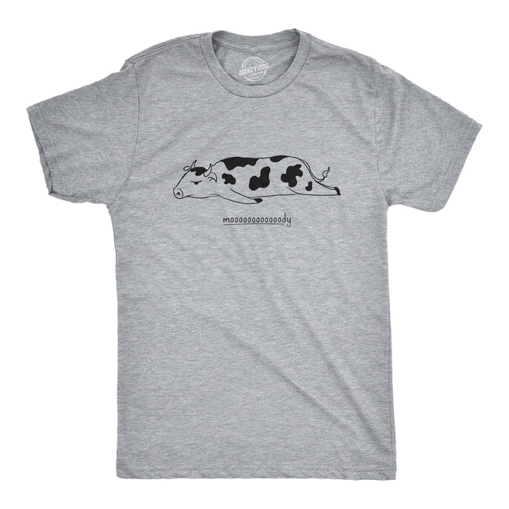 Funny Light Heather Grey - Mooooody Mooooody Mens T Shirt Nerdy animal sarcastic Tee