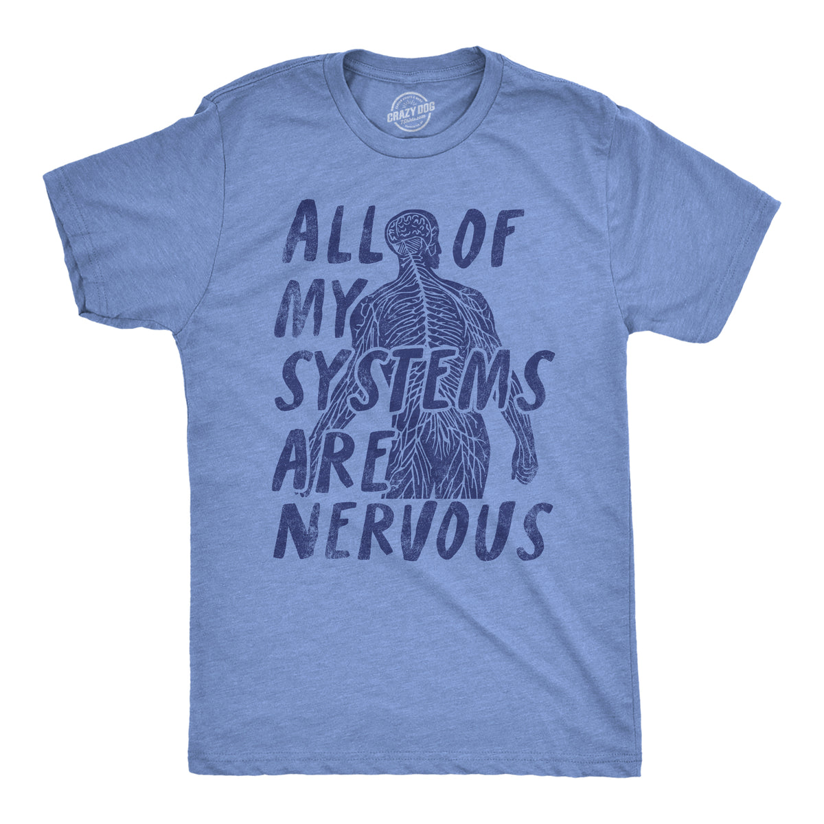 Funny Light Heather Blue - Systems Are Nervous All Of My Systems Are Nervous Mens T Shirt Nerdy Sarcastic Tee