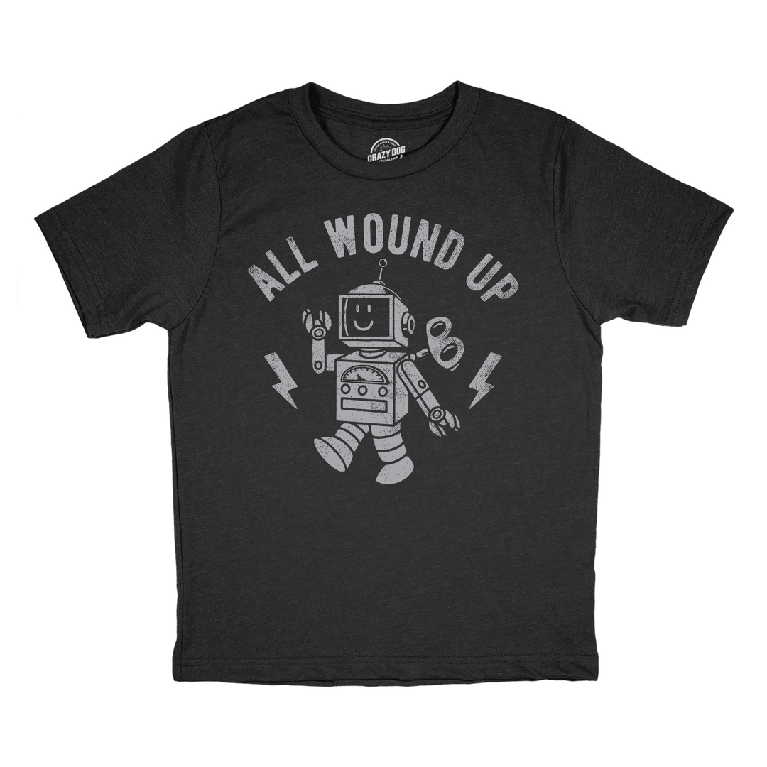 Funny Heather Black - All Wound Up All Wound Up Youth T Shirt Nerdy sarcastic Tee