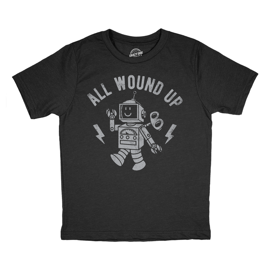 Funny Heather Black - All Wound Up All Wound Up Youth T Shirt Nerdy sarcastic Tee